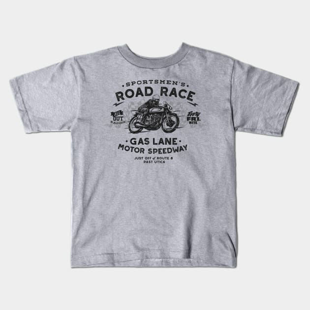 Vintage Motorcycle Race Retro Tee Kids T-Shirt by artbitz